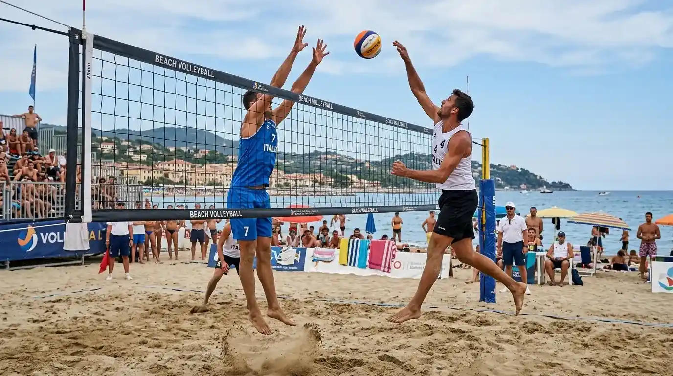 Salto a muro a rete con avversario in elevazione in partita BPT