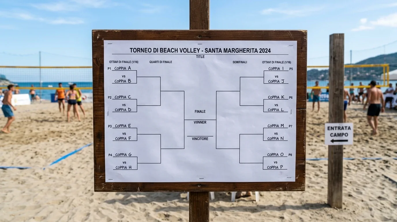 Tabellone del tabellone principale di un torneo Beach Pro Tour con accoppiamenti