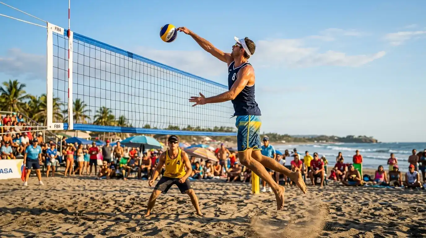 Atleti del Beach Pro Tour durante una partita su sabbia