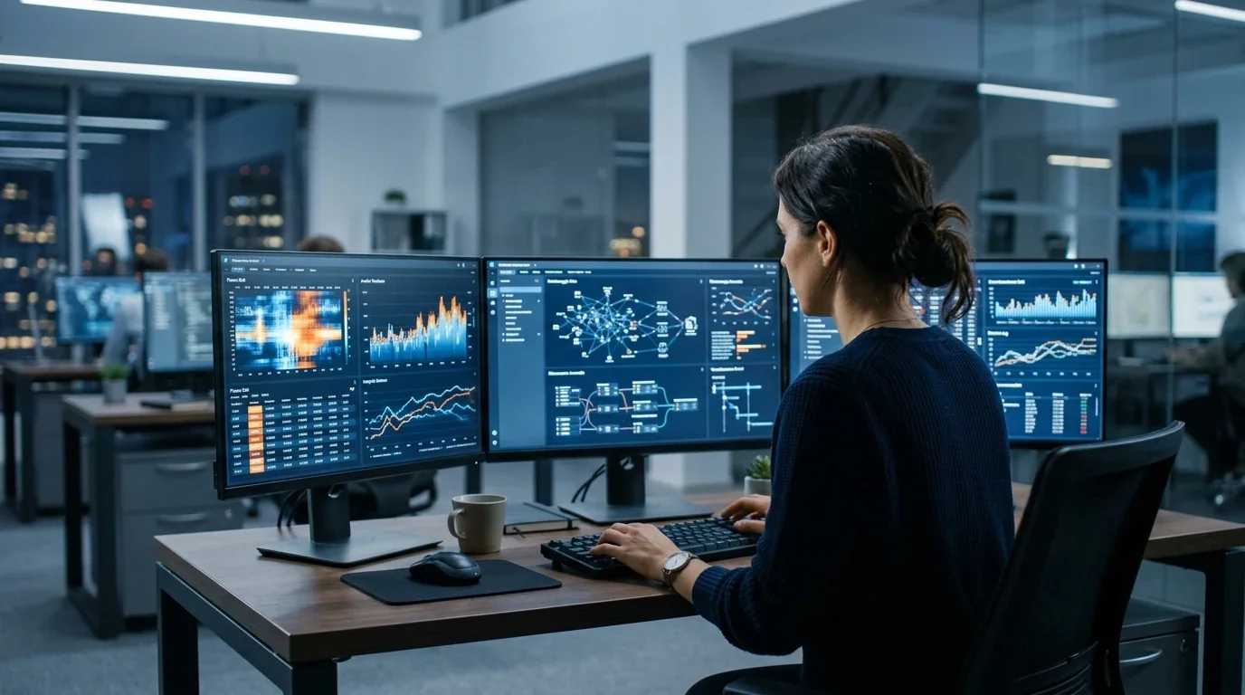 Analista di integrità sportiva esamina flussi di scommessa anomali su monitor