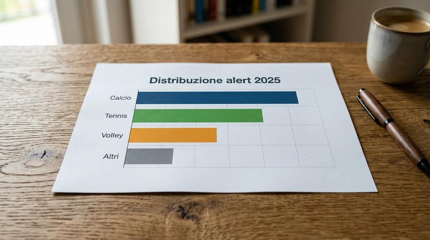 Grafico di distribuzione degli alert di scommesse sospette per disciplina sportiva